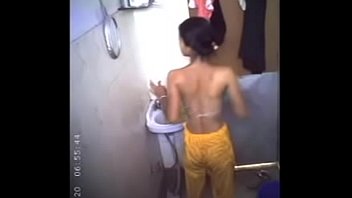 Indian girl in bathroom