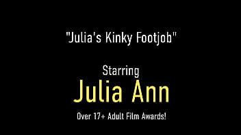 Dominating Diva Julia Ann can be so commanding & dirty! Her faggot boy toy needs to fuck her fine feet & lovely legs... but can he get hard for his mistress! Full Video & Julia Live @ JuliaAnnLive.com