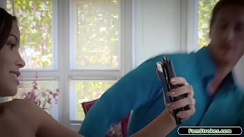 Grounded teen babe gets phone back by fucking her stepdad