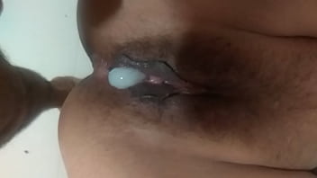 Pussy drilling with clit rubbing creampy