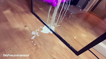 RAY RAY XXX puts a sex toy glass then gags on it until she barfs and tongues it down