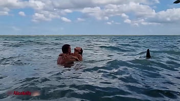 Romantic Sex Of A Beautiful Couple  in Lagoon