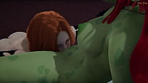 Poison Ivy fucks Black Widow with a sex toy until she cums.